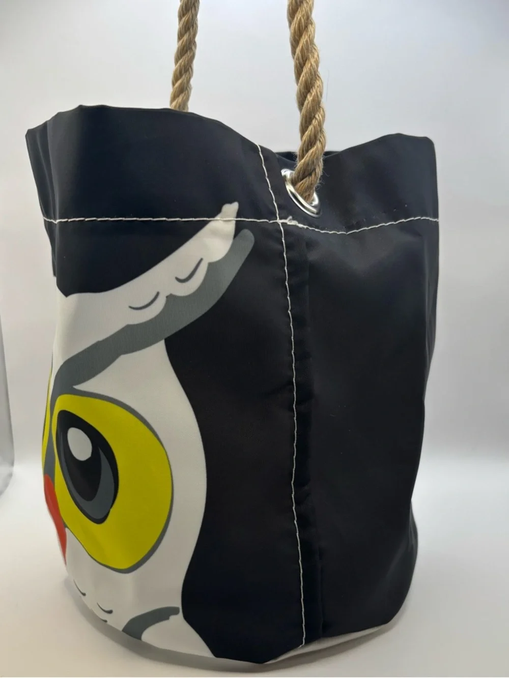 SeaBags of Maine Owl 🦉 Print Tote Bag with Rope Handle - Picture 2 of 6
